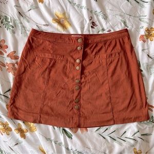 Burnt Orange Faux Suede Skirt